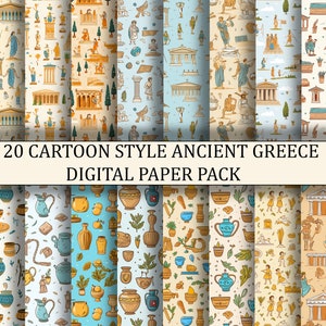 Pack de papier numérique de la Grèce antique | 20 papiers de griffonnages de la Grèce antique | Papier numérique | Décoration d'intérieur | Statues grecques | Imprimables | 300 ppp