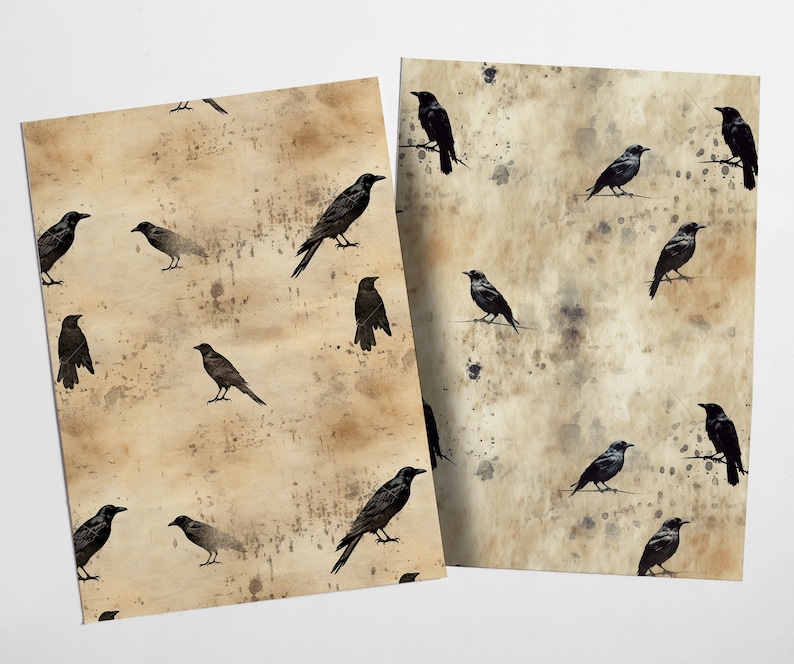 Vintage Crow Digital Paper Pack | Grunge Scrapbook Paper (digital ...