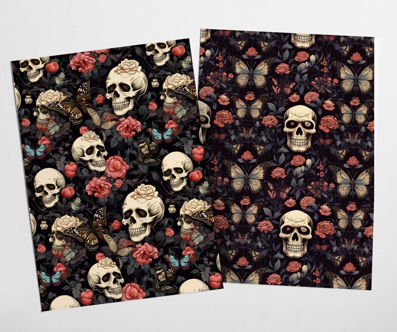 Gothic Skulls Digital Paper Pack | 20 Gothic Skull Digital Papers ...