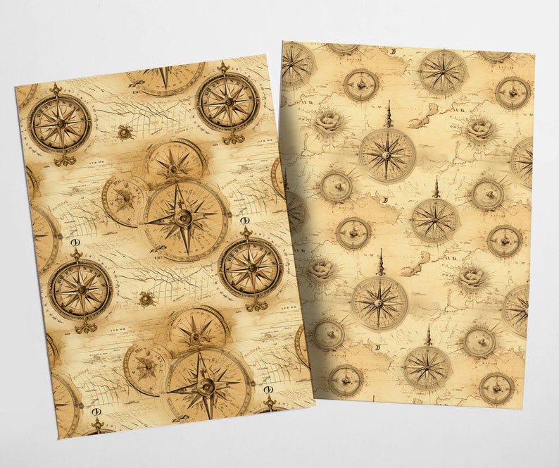 Vintage Compasses Digital Paper Pack | 20 Vintage Compasse | Grunge Paper | Printable | Dusty ...