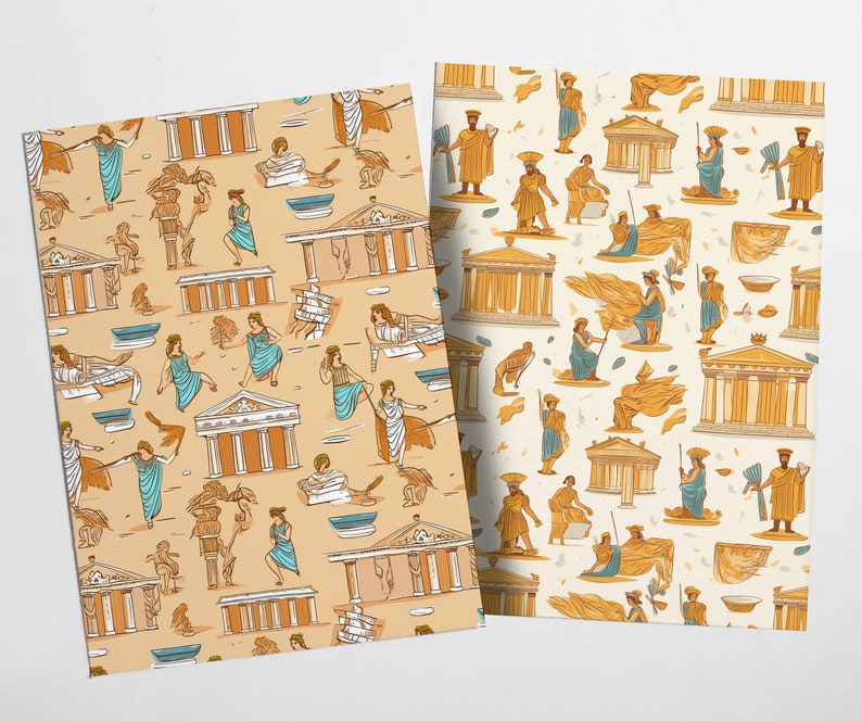 Ancient Greece Digital Paper Pack | 20 Seamless Doodles (PNG, PDF) - Etsy