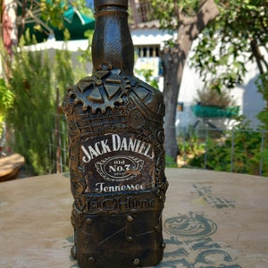 Jack Daniels Steampunk Bottle | 700ml Bottle | Handmade | Steampunk Machinery | Vintage Jack Daniels Bottle | Home Decor | Bar Decor