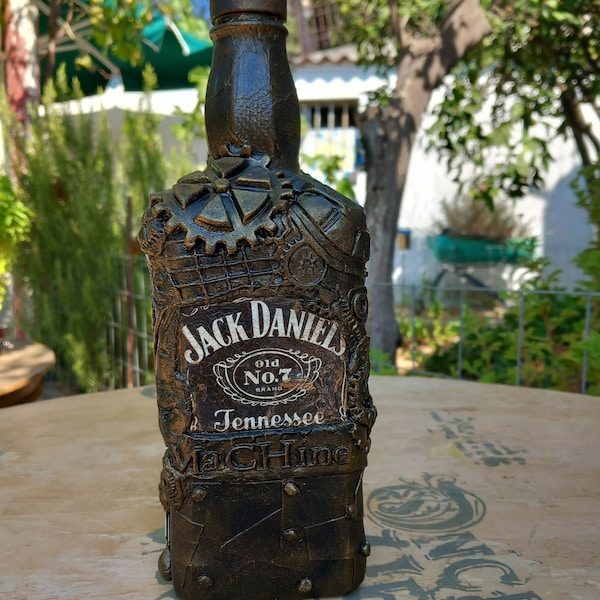Jack Daniels Steampunk Bottle | 700ml Bottle | Handmade | Steampunk Machinery | Vintage Jack Daniels Bottle | Home Decor | Bar Decor