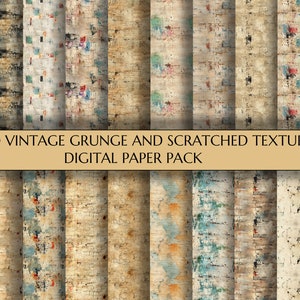 Vintage Grunge and Scratched Textures Digital Paper Pack | 20 Old Textures Paper | Scrapbooking | Decoupage | Vintage Art | Printables 12x12