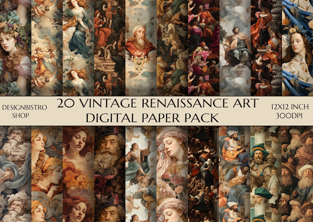 20 Renaissance Art Digital Paper Pack Historical Art Papers Etsy UK