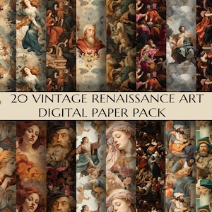 20 Renaissance Art Digital Paper Pack | Historical Art Papers | Vintage | Scrapbooking | 14th Century | Vintage Art | Decoupage | 300 DPI