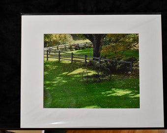 Tranquil Countryside Print: Rustic Fence, Green Pasture