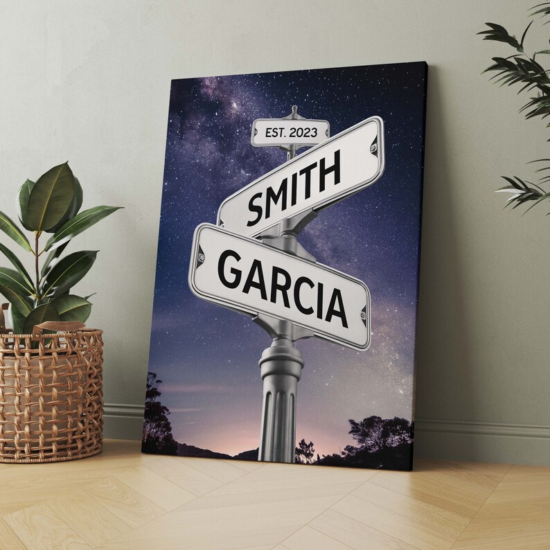 Wedding Gift for Couple, Custom Names Street Sign Art, Wedding Street