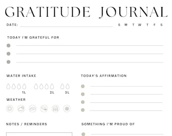 Daily Gratitude Journal Template Etsy