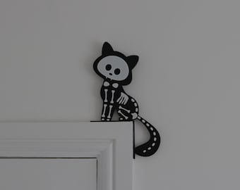 Skeleton Cat Halloween Door Decoration | Halloween Decor | Fall | Autumn Decor | Holiday Decorations | 3D Printed | Easy Decor