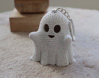 3D Printed Halloween Crochet &quot;look-alike&quot; Ghost Keychain | Autumn | Spooky Ghost | Keyring | Key Accessory | 3D Print