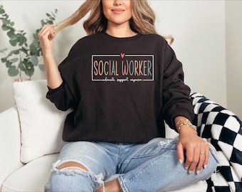 Retro Social Worker Sweatshirt, Trendy Social Work Student Graduation Gift, Gifts For LSW MSW Retro Social Work Shirt Gift for Social Worker