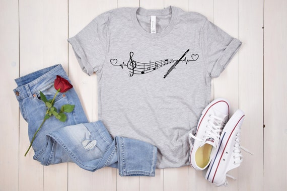 Flute Music Notes T-Shirt: Musician Gift