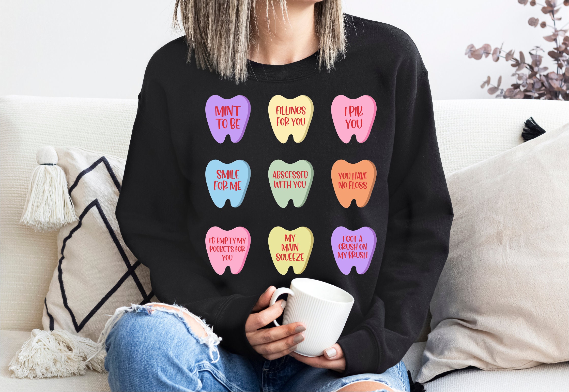 Dental Valentine Sweatshirt, Teeth, Dentist Valentines Day Sweatshirt