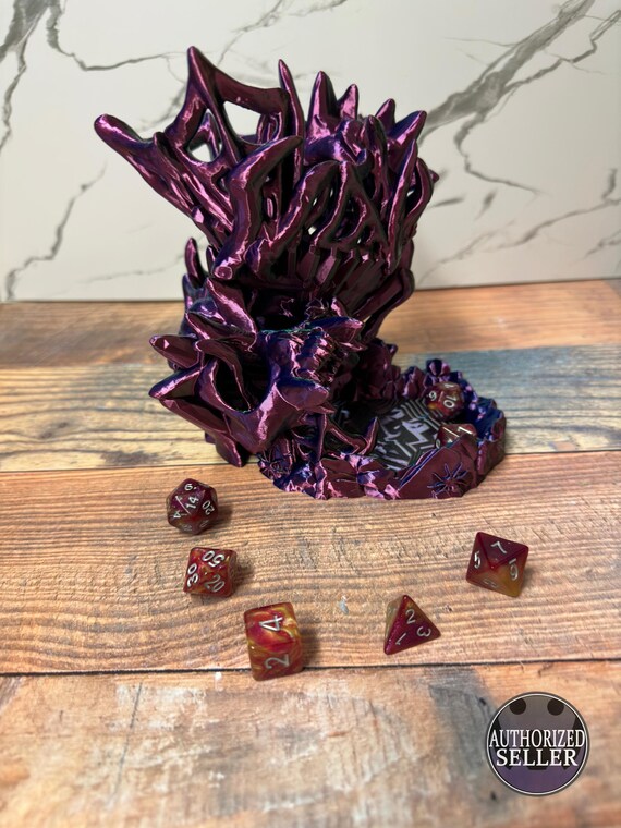 Dice Tower - Skull Nightmare Dice Tower- DND Dice Roller with Mystery dice set.