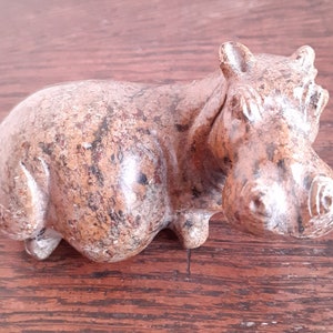 Carved Stone Hippopotamus from Africa signed Edwe to base