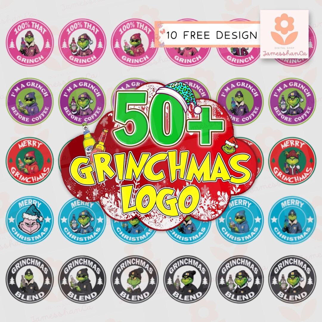 50 Grinchmas Cup Logo PNG Bundle, Merry Grinchmas Png Bundle, Christmas ...