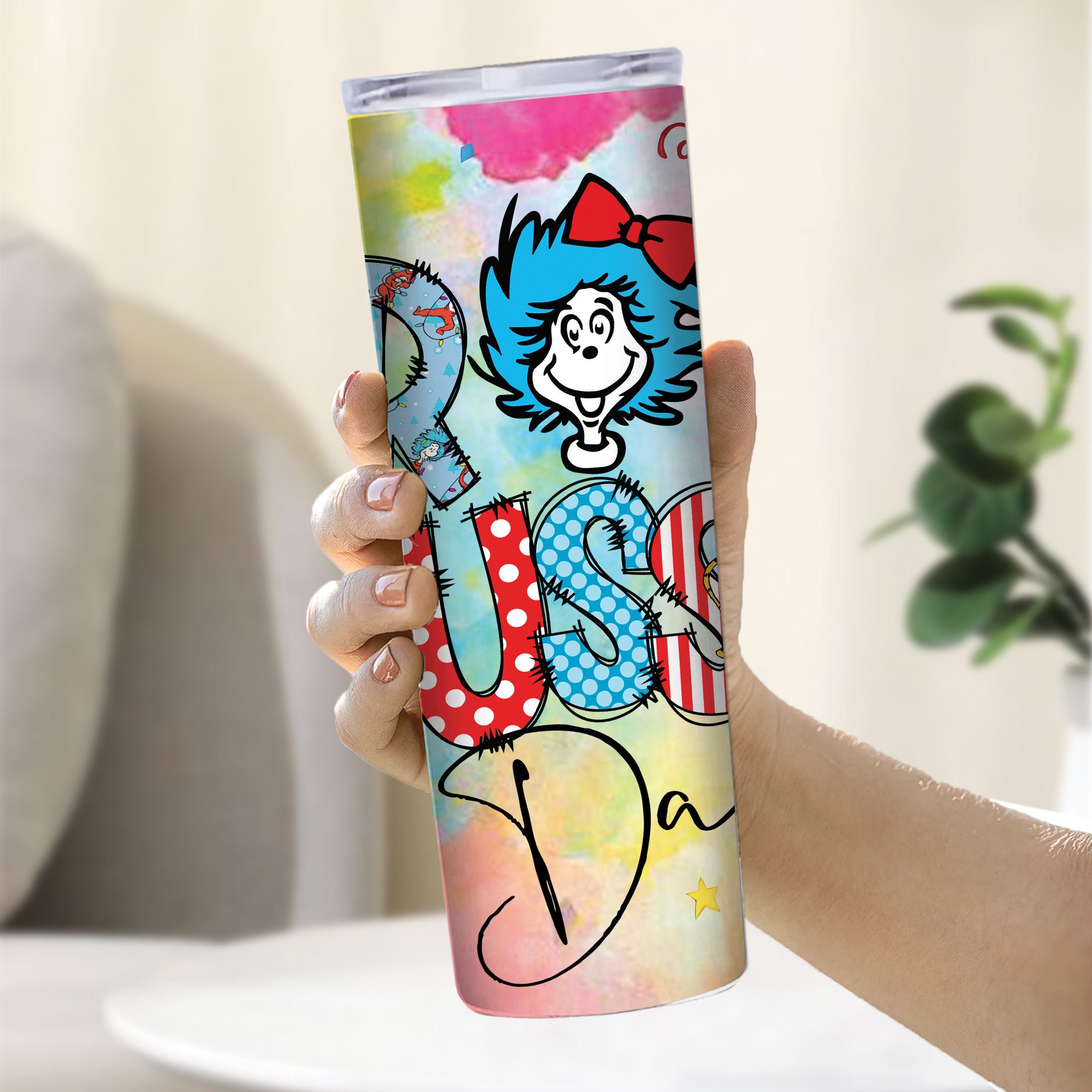 Discover Seuss Geisel Children's Author Tumbler 20 oz, National Read Across America Day Tumbler