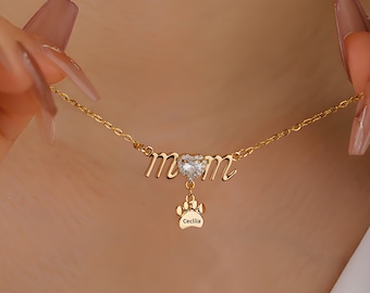 Personalized Paw Shape Necklace for Mother's Day | Gold, Rose Gold and Stainless Steel