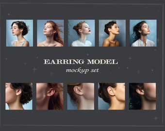 Earring model mockup,photorealistic earring mockup set, jewelry mockup