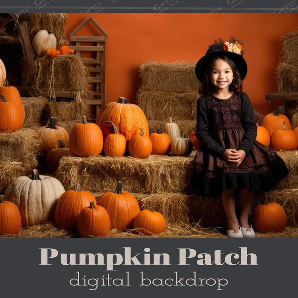 Autumn Barn, Pumpkin Patch Digital Backdrop - Pumpkin Patch Digital Backdrop, Harvest Time in the Pumpkin Patch, Kids Digital Background