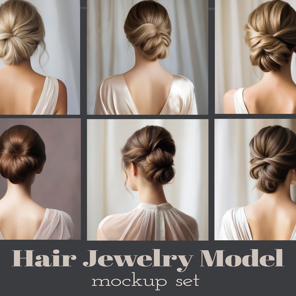 Hair accessories model mockup, bridal hair accessories, photorealistic hair accessories mockup set, hair jewelry mockup