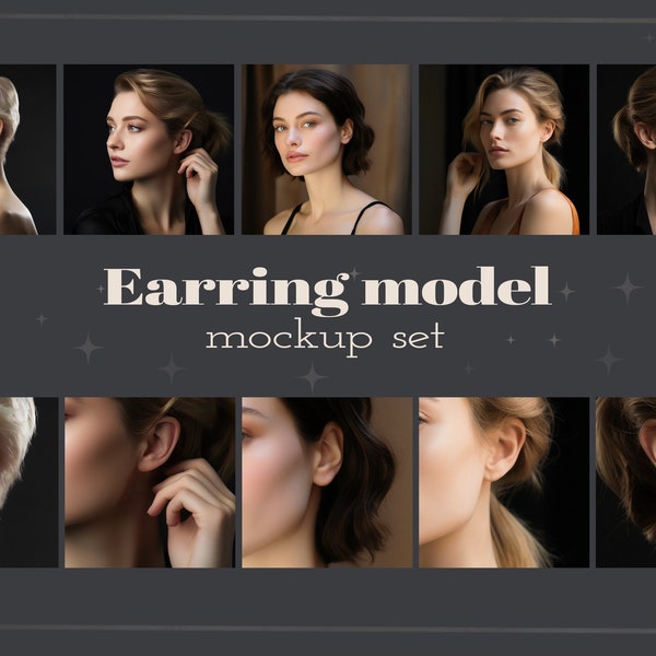 Earring model mockup, elegant, photorealistic earring mockup set, jewelry mockup