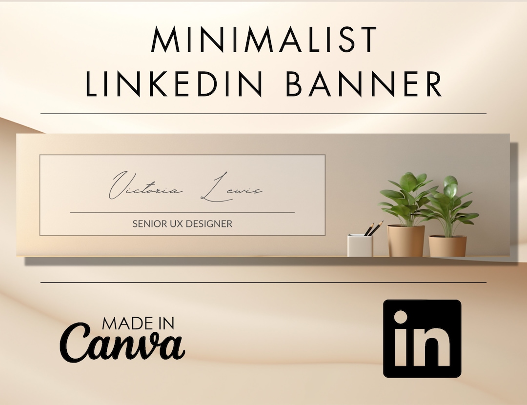 Minimalist Linkedin Banner. Minimalism Editable Canva Etsy