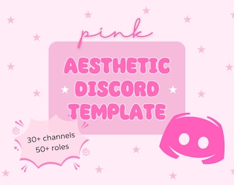 美しいピンクの Discord サーバー テンプレート (デジタル ダウンロード)