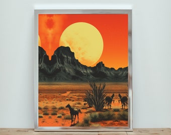 Western Desert Landscape Print | Moon Desert Wall Decor | Conceptual Wall Art | Surreal | INSTANT Download | PRINTABLE Wall Art