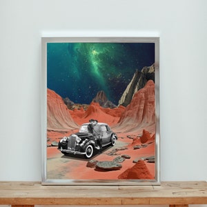 Retro Inspired Surrealist Collage | Mountain Art | Retro Wall Art | Vintage Poster | Conceptual | PRINTABLE Wall Art | INSTANT Download
