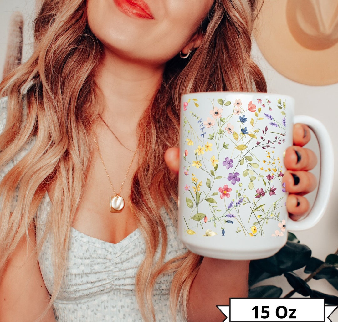 Boho Wildflowers Cottagecore Coffee Mug Pressed Flower Mug Vintage ...