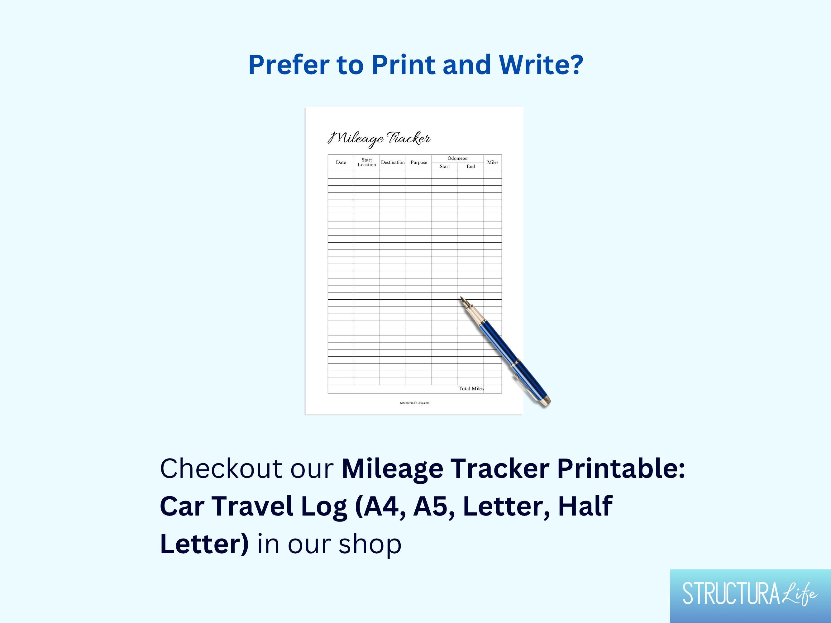 Editable Mileage Tracker: Google Sheets & Excel Template - Etsy