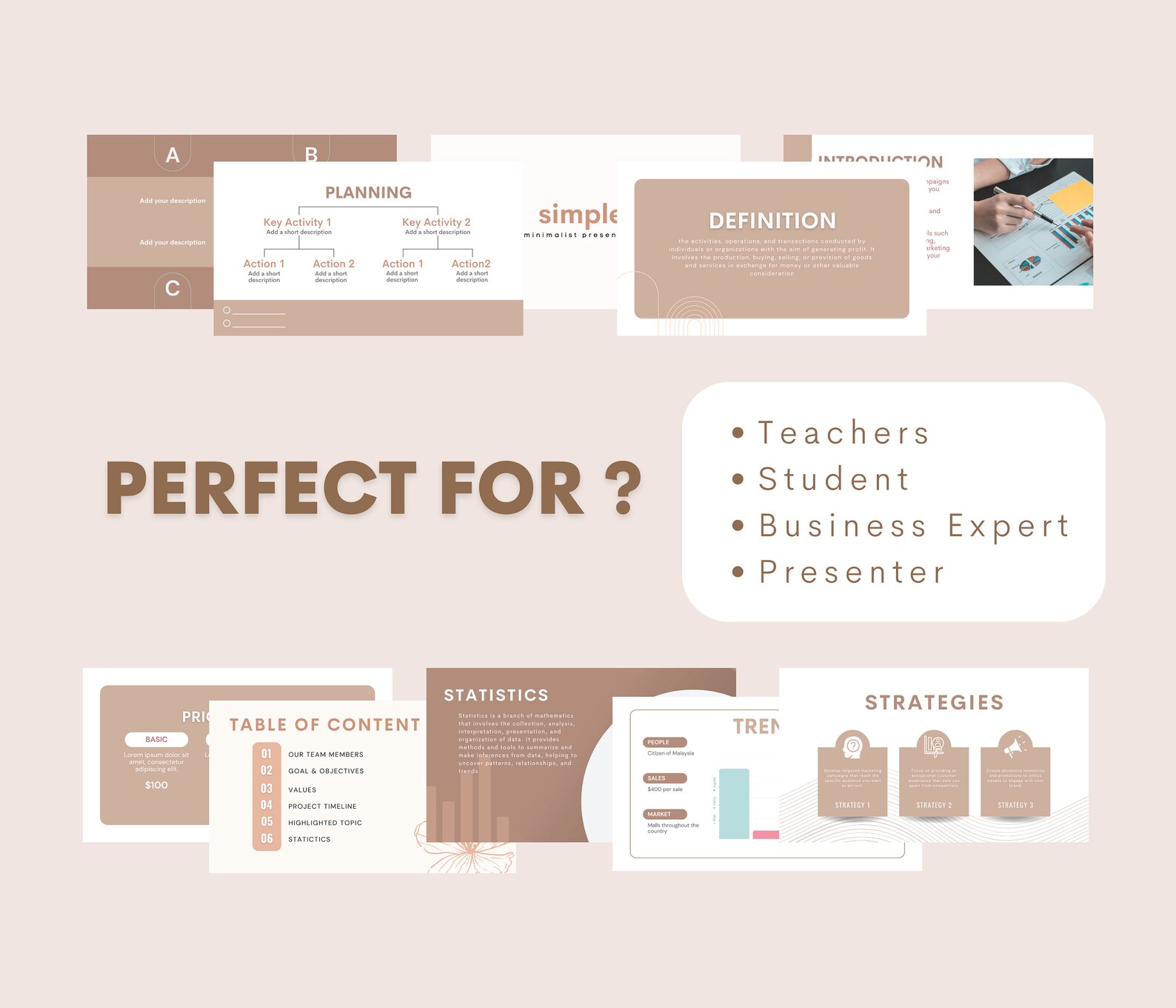 36 Minimalist Slides Presentation Canva Templates, Boho Tone Slides ...
