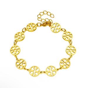 New! Tory Burch logo bracelet gold