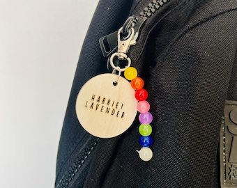 Personalised Beaded Name Keyring | Handmade School Bag Charm | Nursey | Children’s Accessories |