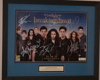 Cast Signed (7) Twilight Breaking Dawn Poster (framed with COA)