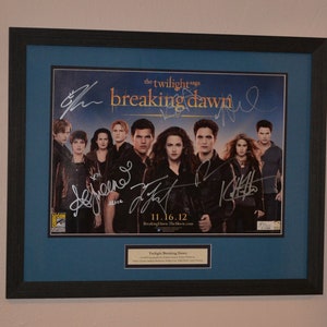 Cast Signed (7) Twilight Breaking Dawn Poster (framed with COA)