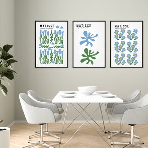 Matisse Blue and Green Flowers & Plants Instant Digital Printable Wall Art Download. Many Print Size Options for Your Home or Office Decor