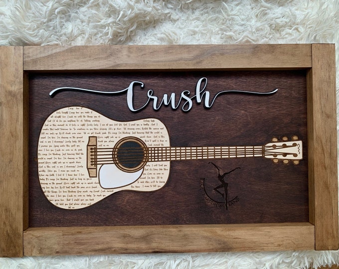 Custom Wood Framed Guitar Picture With Song Lyrics