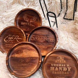 Buffalo Trace BTAC wooden coasters - Free shipping! Qty 5 Wood coaster w/ Holder - eagle rare, sazerac, WLW, Handy, and George T Stagg