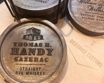Buffalo Trace BTAC wooden coasters - Free shipping! Qty 5 Wood coasters w/ Holder - eagle rare, sazerac, WLW, Handy, and George T Stagg