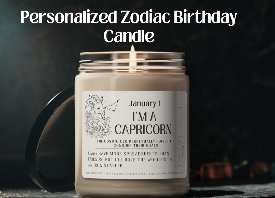 Astrology Candle, Zodiac Birthday Gift, Gift for Her, Capricorn Gift