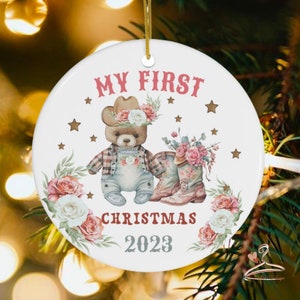 Baby First Christmas, My First Christmas Ornament, Baby, New Baby Gift, Baby Girl Ornament, Western Christmas Ornament, Babys First Ornament