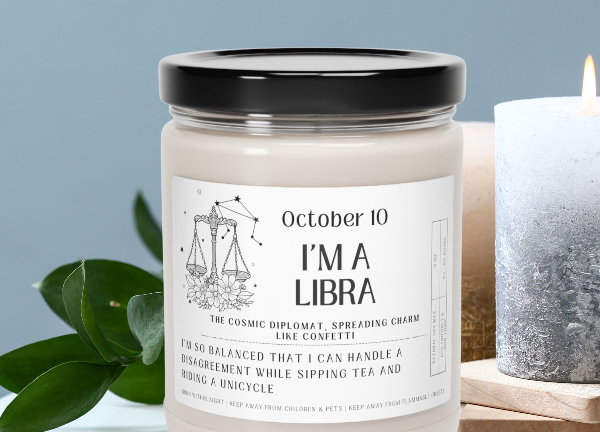 Astrology Candle, Zodiac Birthday Gift, Gift for Her, Libra Candle