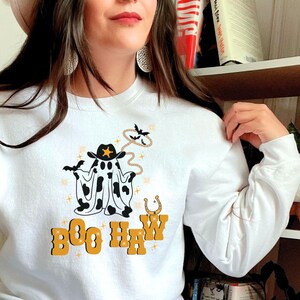 Western Halloween Shirt, Halloween, BooHaw Ghost Sweatshirt, Cowboy Ghost Shirt, Vintage Ghost Halloween Shirt, Boohaw cowboy ghost