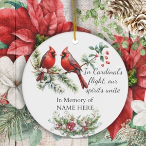 Bereavement Gift, Memorial Ornament Personalized, Sympathy Gift, Cardinal Ornament, In Loving Memory of a Loved One, In Memory Gift Ornament