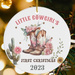 Baby First Christmas, Little Cowgirl Ornament, Baby, New Baby Gift, Baby Girl Ornament, Western Christmas Ornament, Baby Shower Gift
