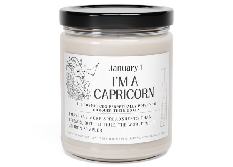 Astrology Candle, Zodiac Birthday Gift, Gift for Her, Capricorn Gift