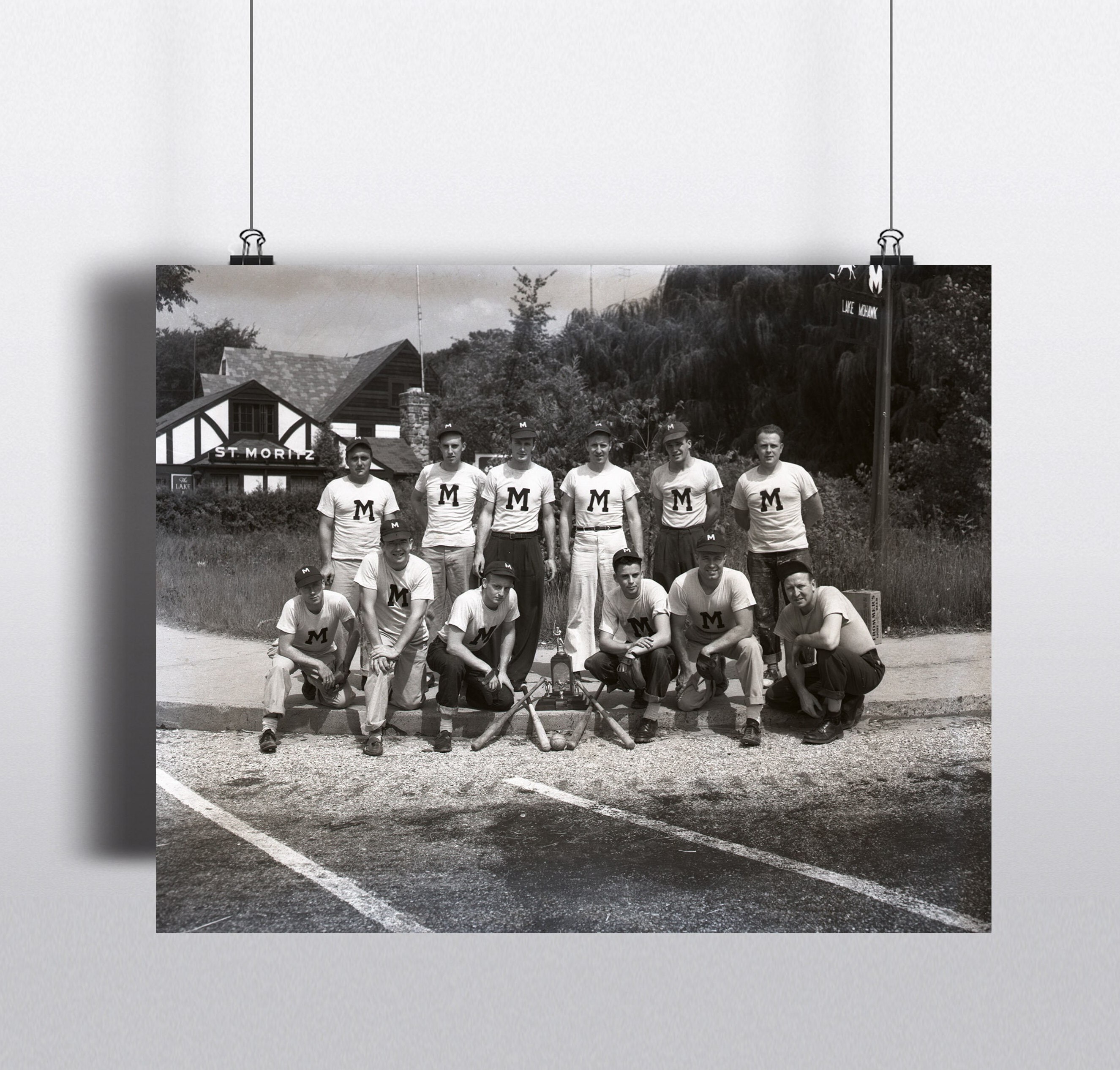 Digital Download, Vintage 1940's Black and White Softball Team Photo ...